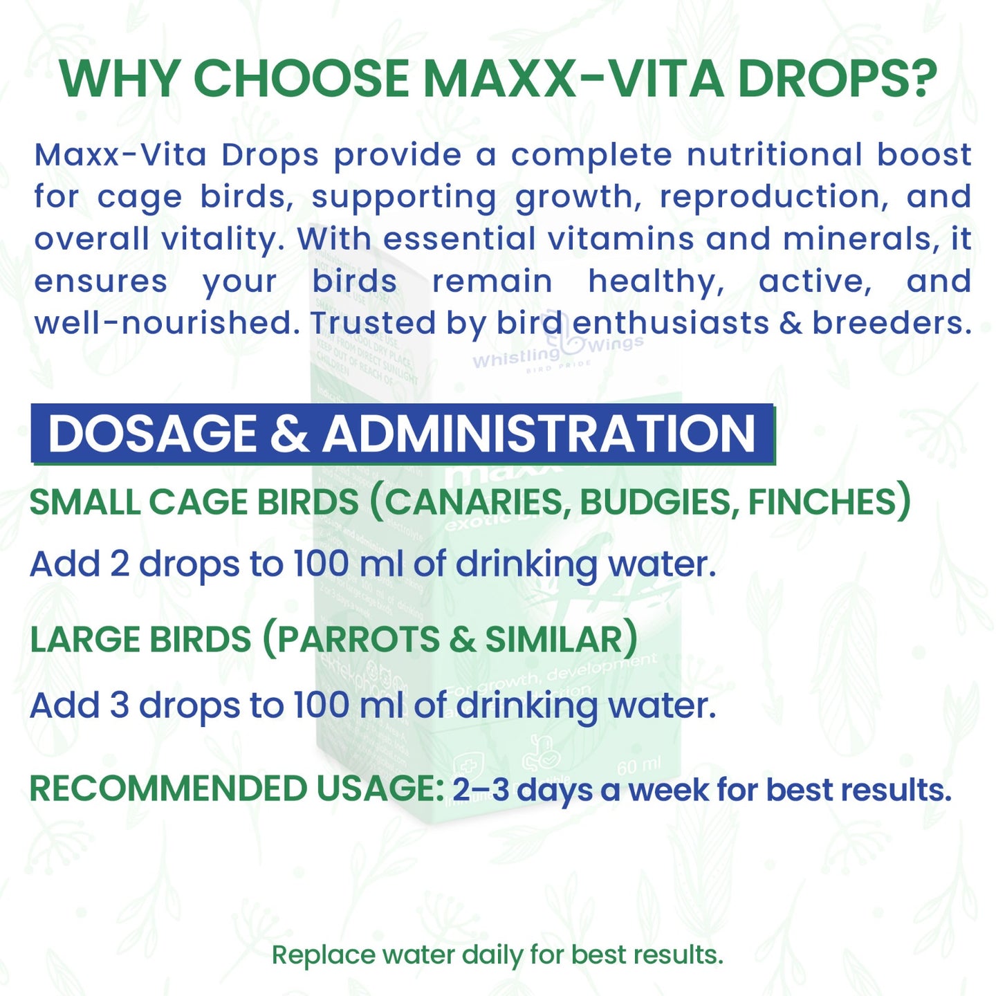 Maxx-Vita Drops for Exotic Birds 60 ML – Growth, Development & Reproduction Supplement | Ektek Global